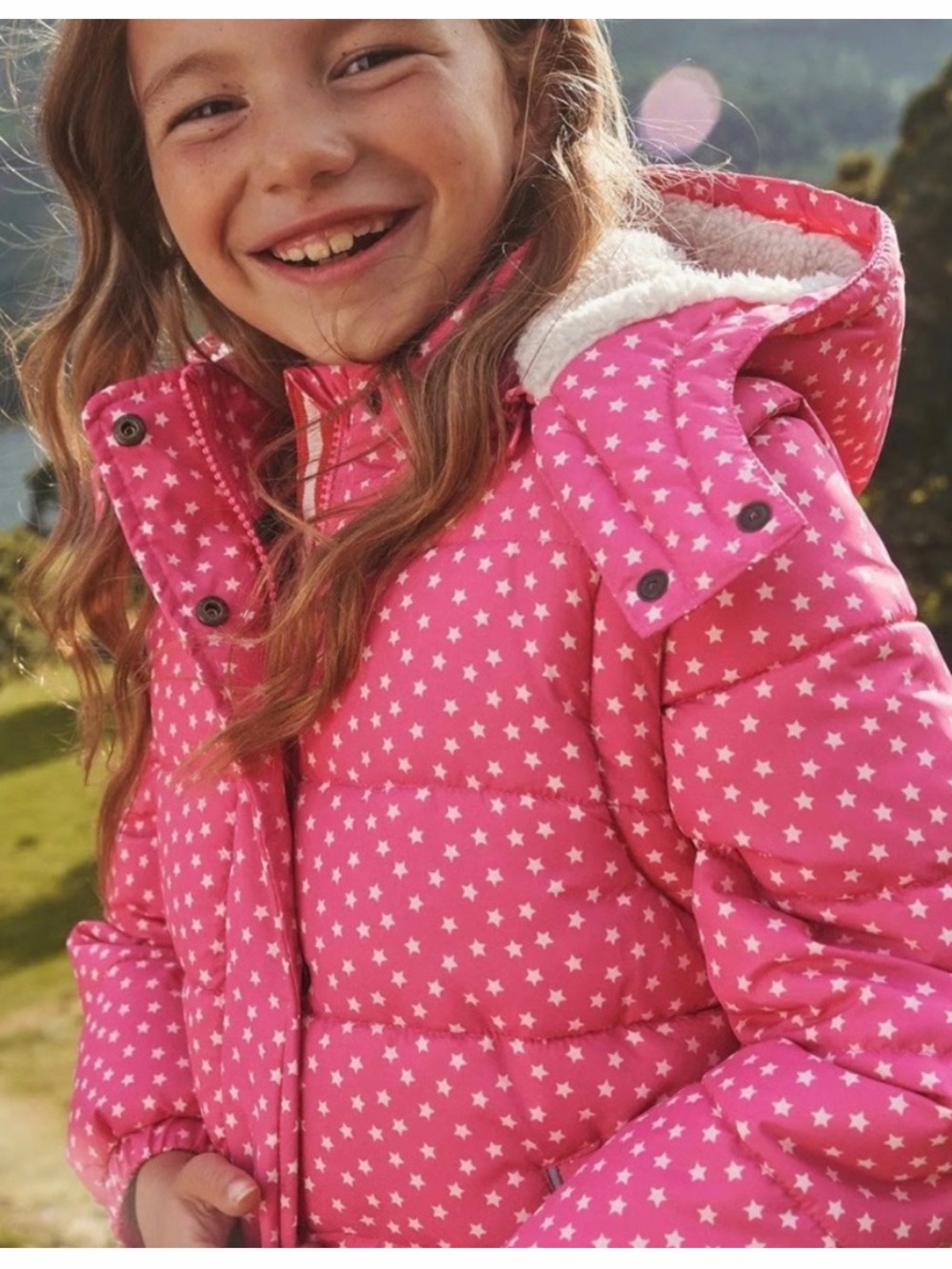 Mini Boden Pink Star Puffer Jacket/Vest